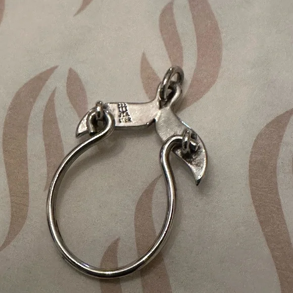 Vintage RETIRED James Avery Whale Tail Charm Holder Sterling Silver - Picture 2 of 5